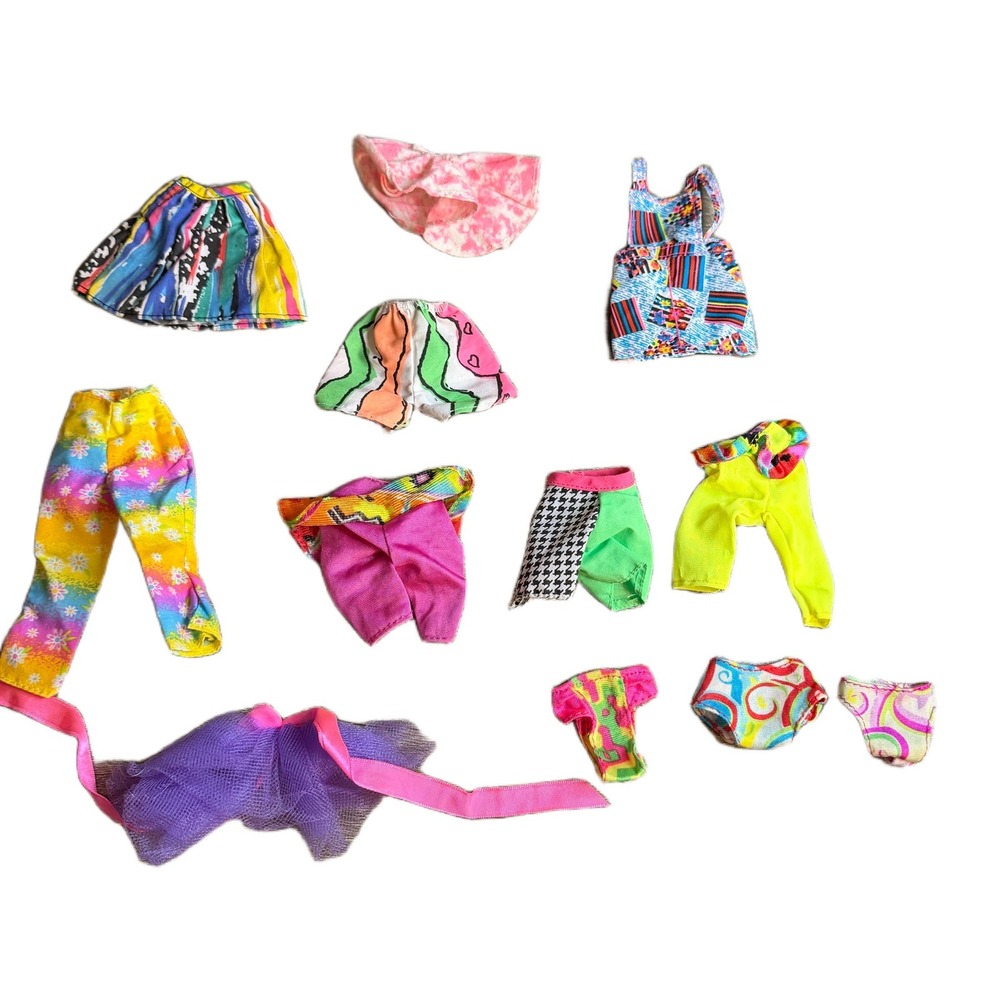 Vintage 90s/Y2K Barbie Doll Clothes Lot Neon Geometric Floral Skirts Pants 12pc‎